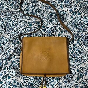Loewe tan and brown anagram Logo Leather crossbody bag and Brown Straps